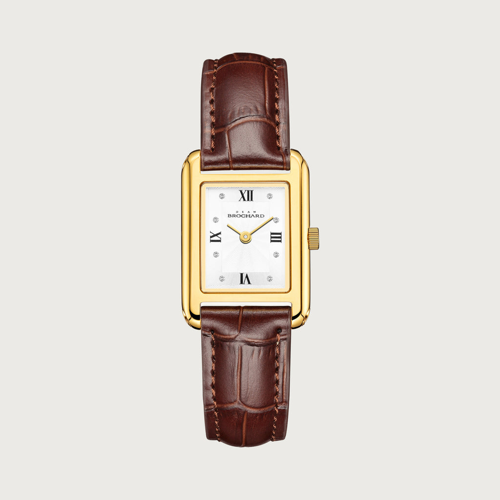 LUEUR CLASSIQUE ETOILES GOLD 23MM WITH TENTANT DARK BROWN CROCO