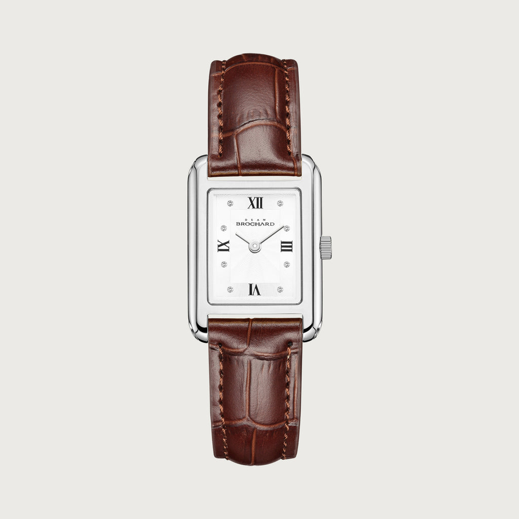 LUEUR CLASSIQUE ETOILES SILVER 23MM WITH TENTANT DARK BROWN CROCO