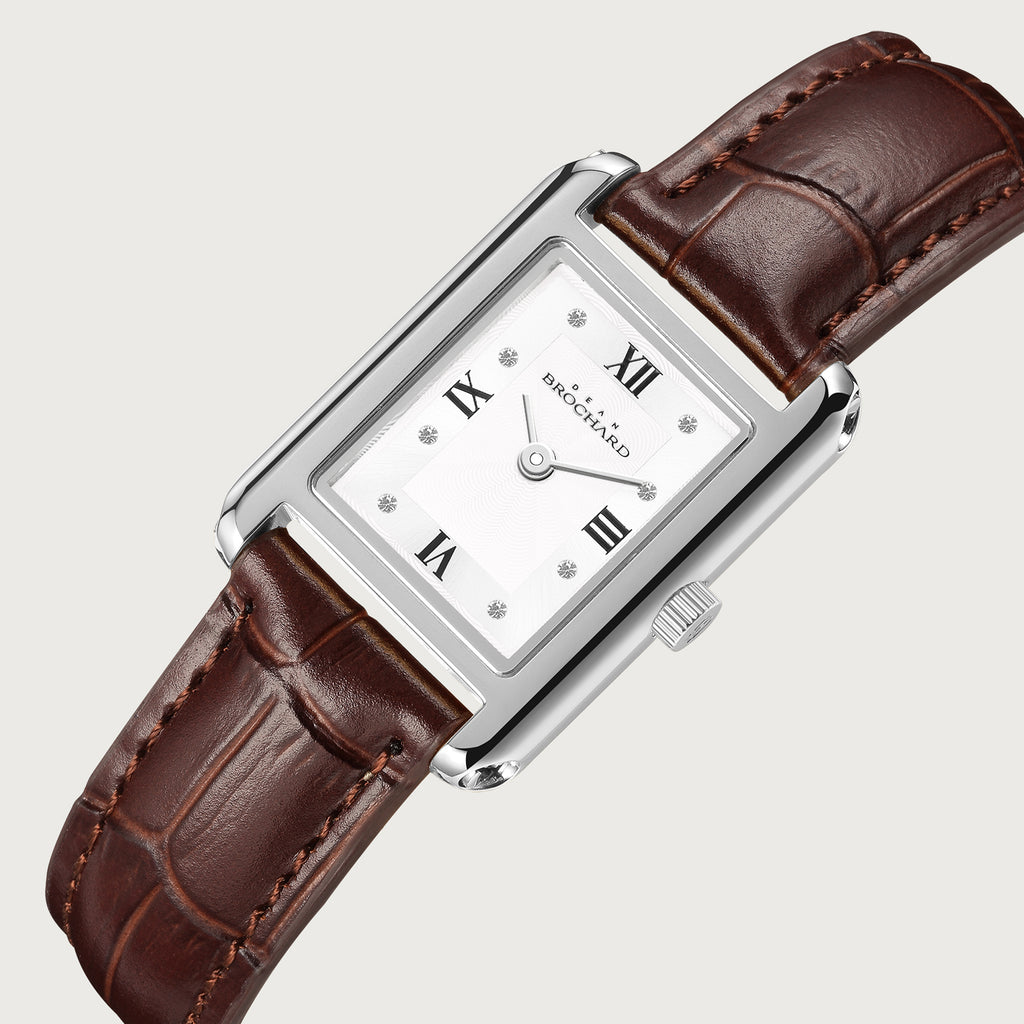 LUEUR CLASSIQUE ETOILES SILVER 23MM WITH TENTANT DARK BROWN CROCO