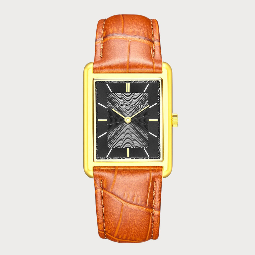 REVEUSE LEGENDE GOLD 23MM WITH SAVOUREUX LIGHT BROWN CROCO