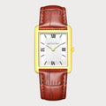 REVEUSE  CLASSIQUE GOLD 23MM WITH TENTANT DARK BROWN CROCO