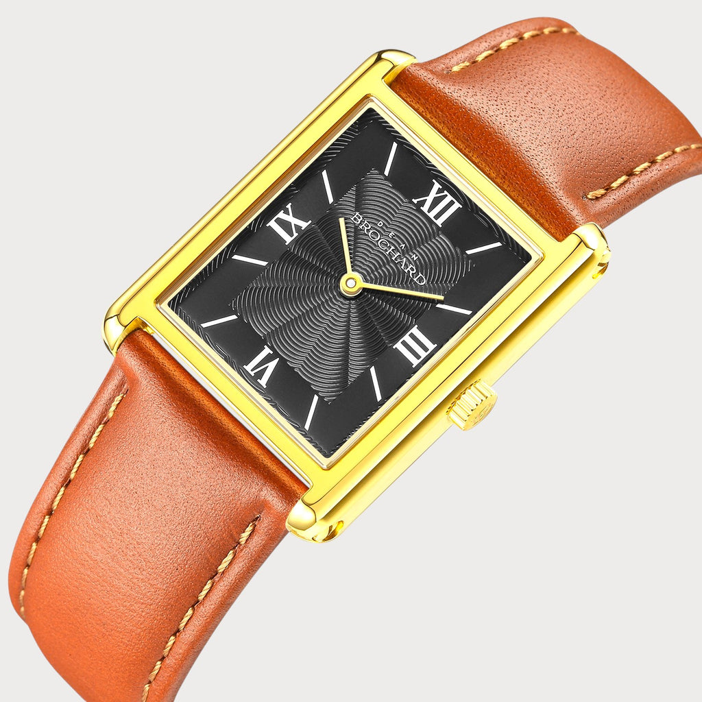 REVEUSE CLASSIQUE GOLD 23MM WITH SOPHISTIQUE LIGHT BROWN PLAIN