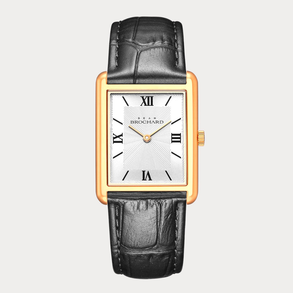 REVEUSE  CLASSIQUE ROSE GOLD 23MM WITH MYSTERIEUX BLACK CROCO