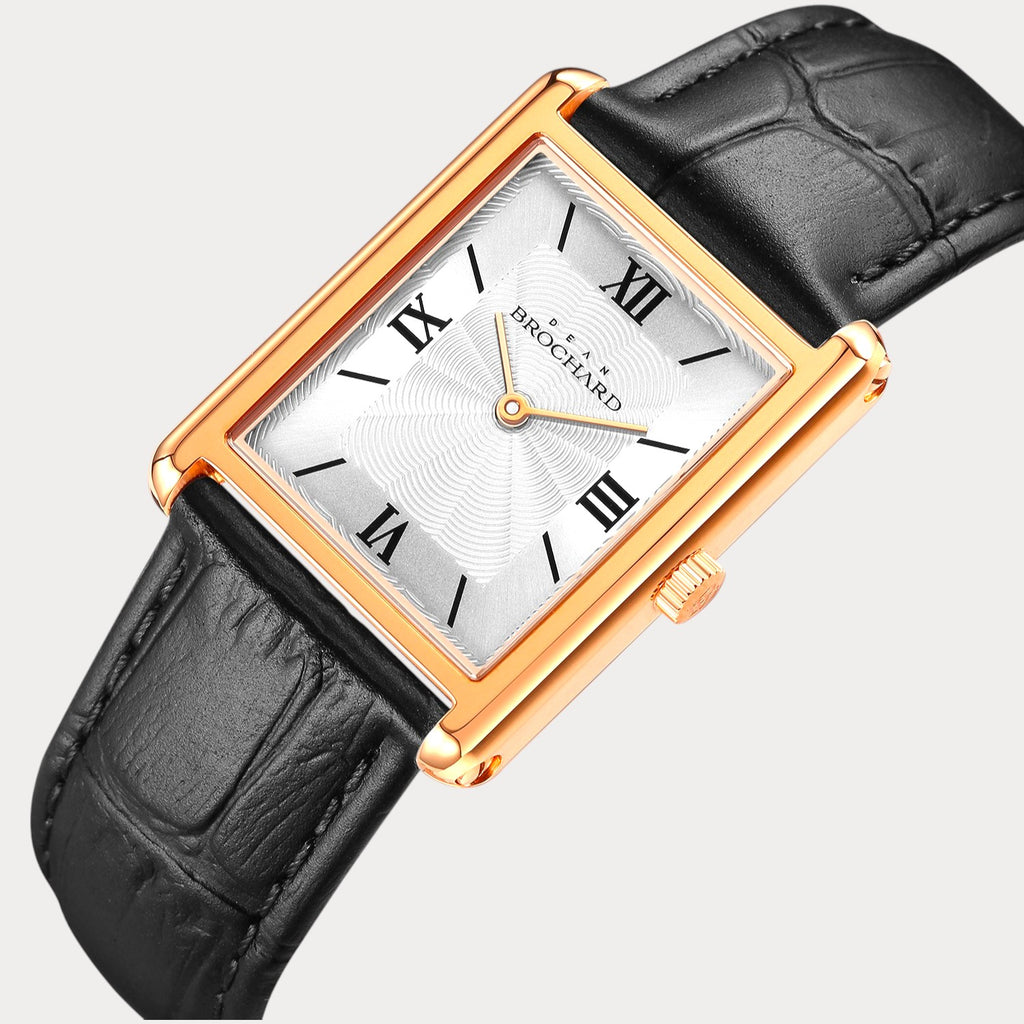 REVEUSE  CLASSIQUE ROSE GOLD 23MM WITH MYSTERIEUX BLACK CROCO