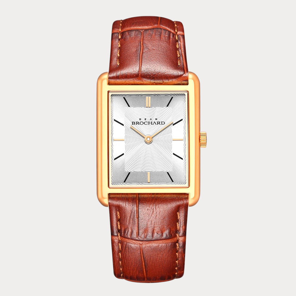 REVEUSE LEGENDE ROSE GOLD 23MM WITH TENTANT DARK BROWN CROCO
