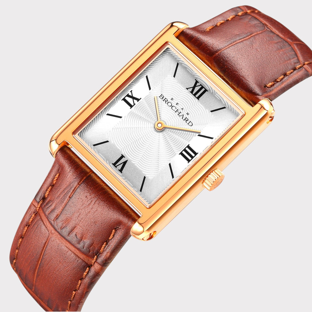 REVEUSE CLASSIQUE ROSE GOLD 26MM WITH TENTANT DARK BROWN CROCO