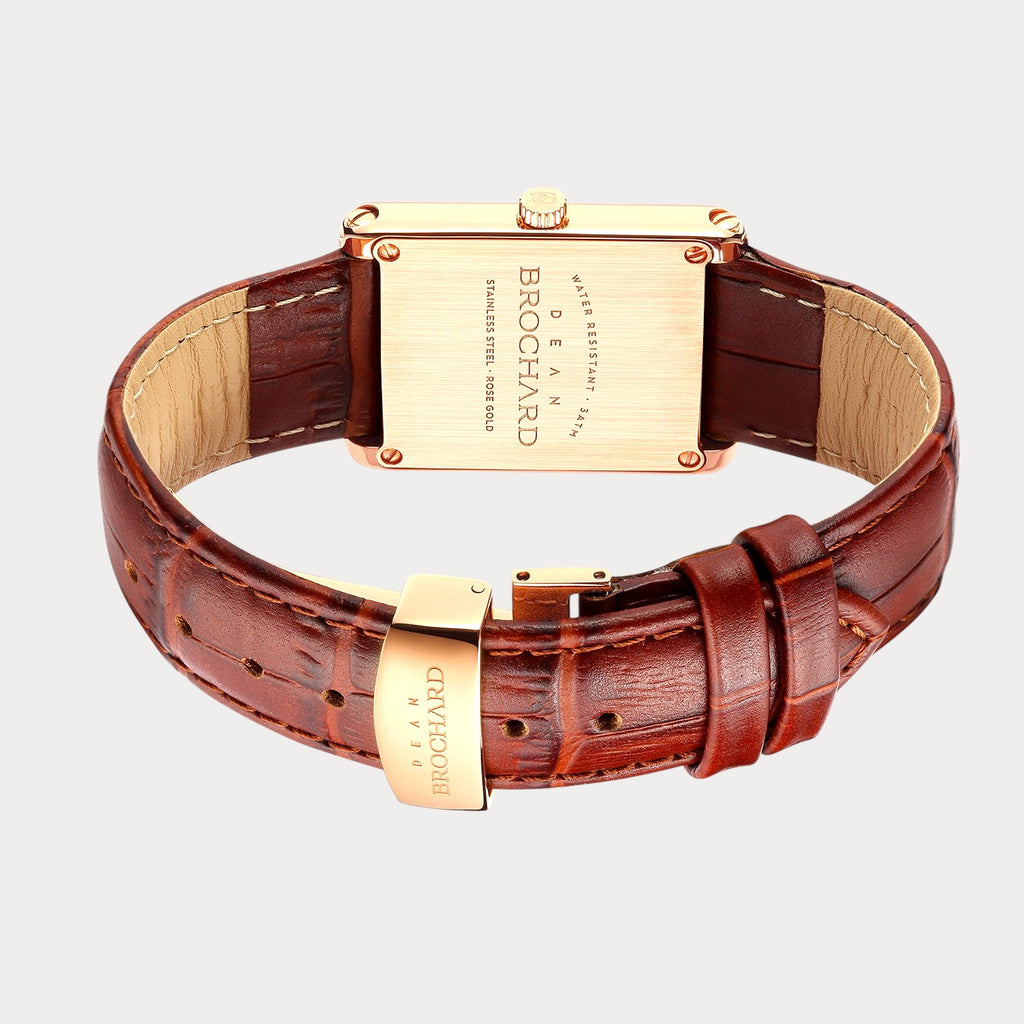 REVEUSE LEGENDE ROSE GOLD 23MM WITH TENTANT DARK BROWN CROCO