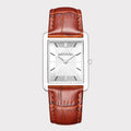 REVEUSE  LEGENDE SILVER 26MM WITH TENTANT DARK BROWN CROCO