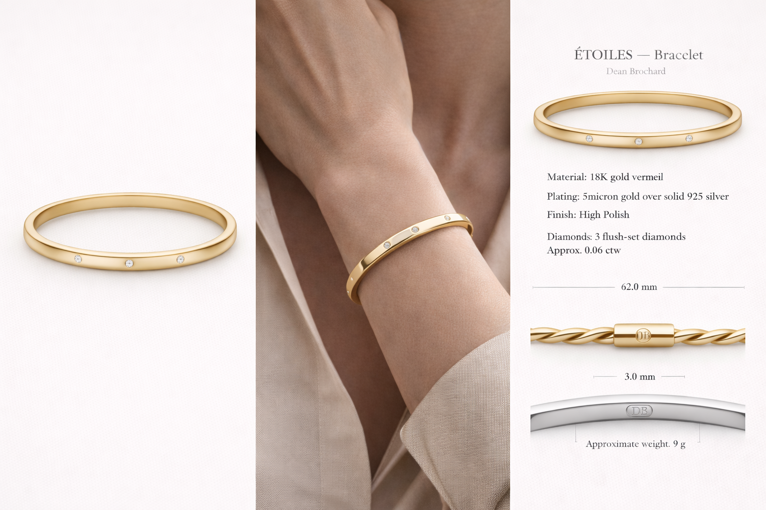 ÉTOILES Diamond Bracelet - 18K Gold Vermeil