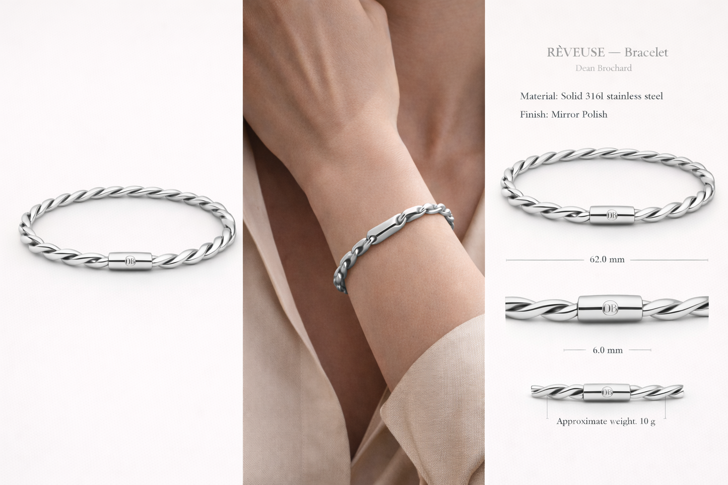 RÊVEUSE Twisted Bracelet - Stainless Steel
