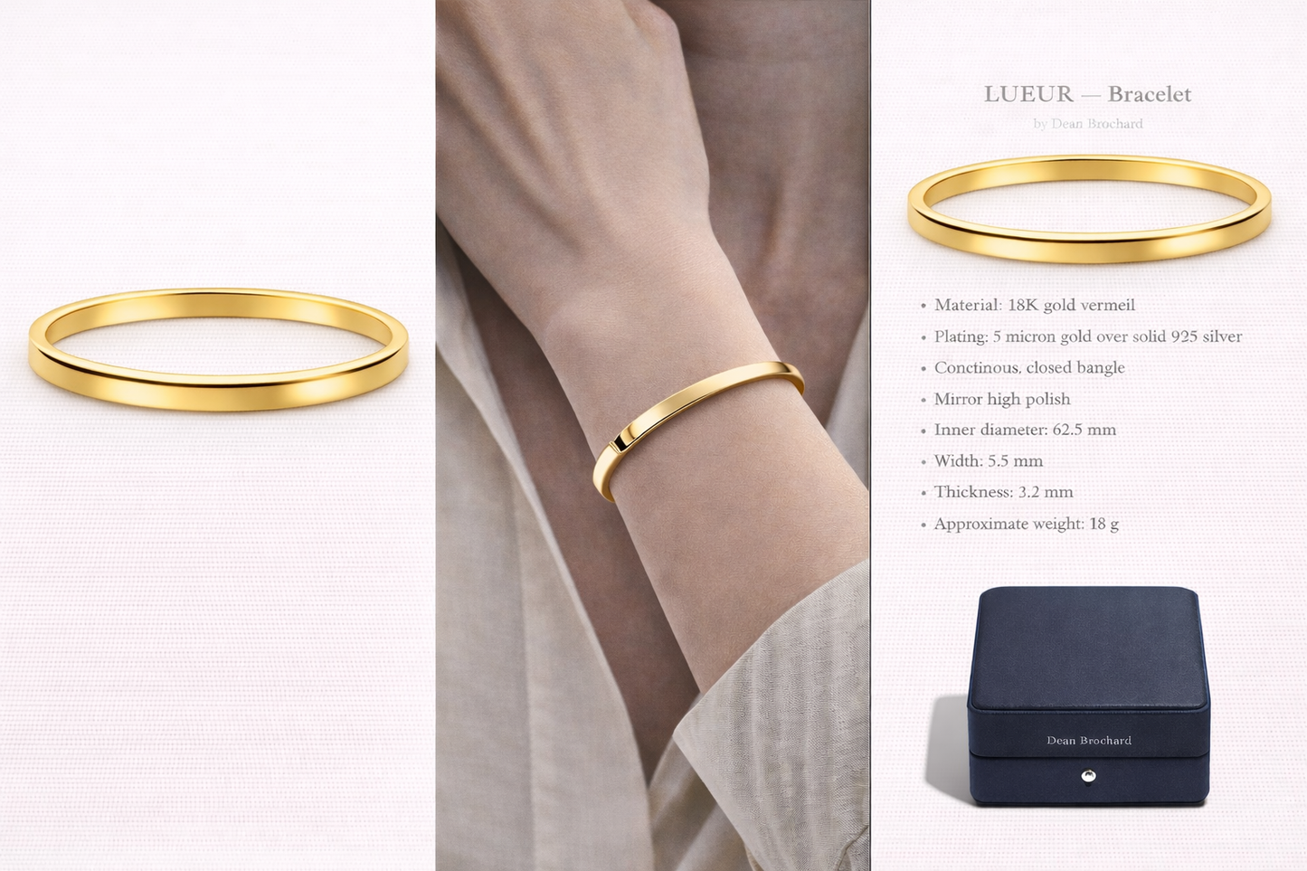 LUEUR Closed Bangle - 18K Gold Vermeil