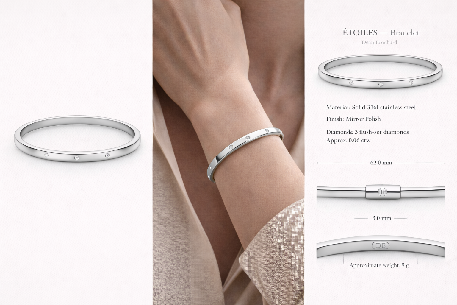 ÉTOILES Diamond Bracelet - Stainless Steel