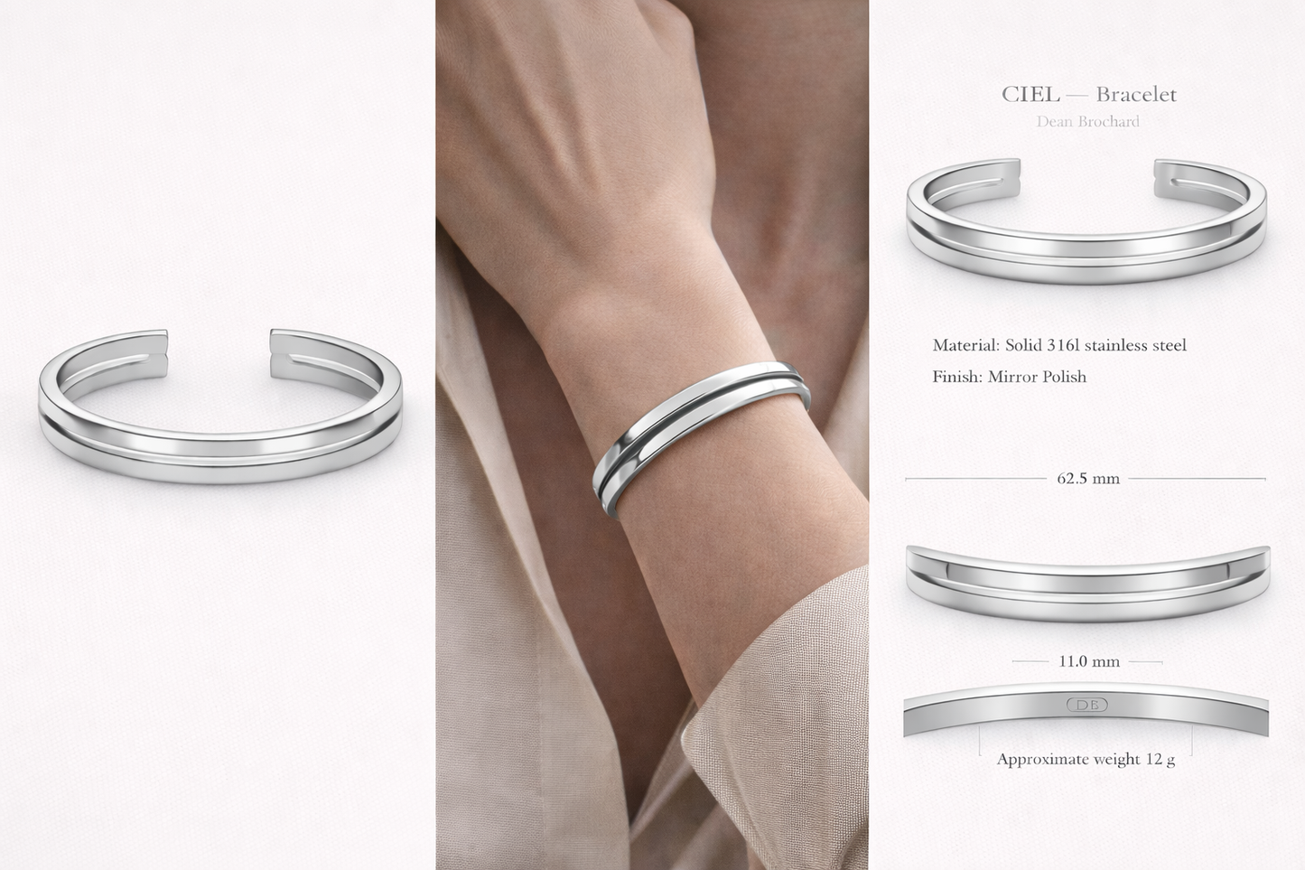 CIEL Open Cuff Bracelet - Stainless Steel